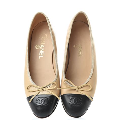 chanel beige and black flats